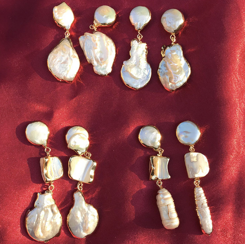 15-18mm AAAA White Real Big Baroque Pearl Drop Earrings in 14K Gold For Dainty Wedding Earrings Jewelry