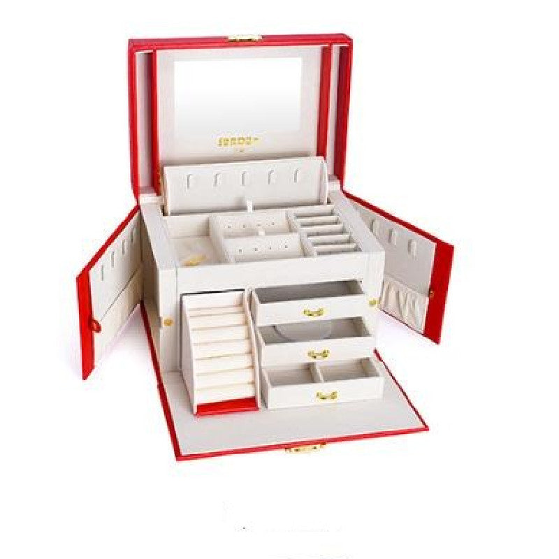 Double-layer Mini stud earrings rings Jewelry Box Useful Makeup Organizer Travel Portable Jewelry PU Box