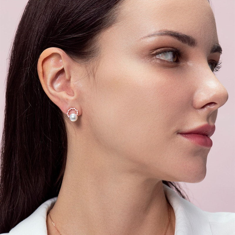 Pendientes de perlas reales AAA | Pendientes pequeños de perlas con pasador de plata | Aretes de oro y plata (6 mm)