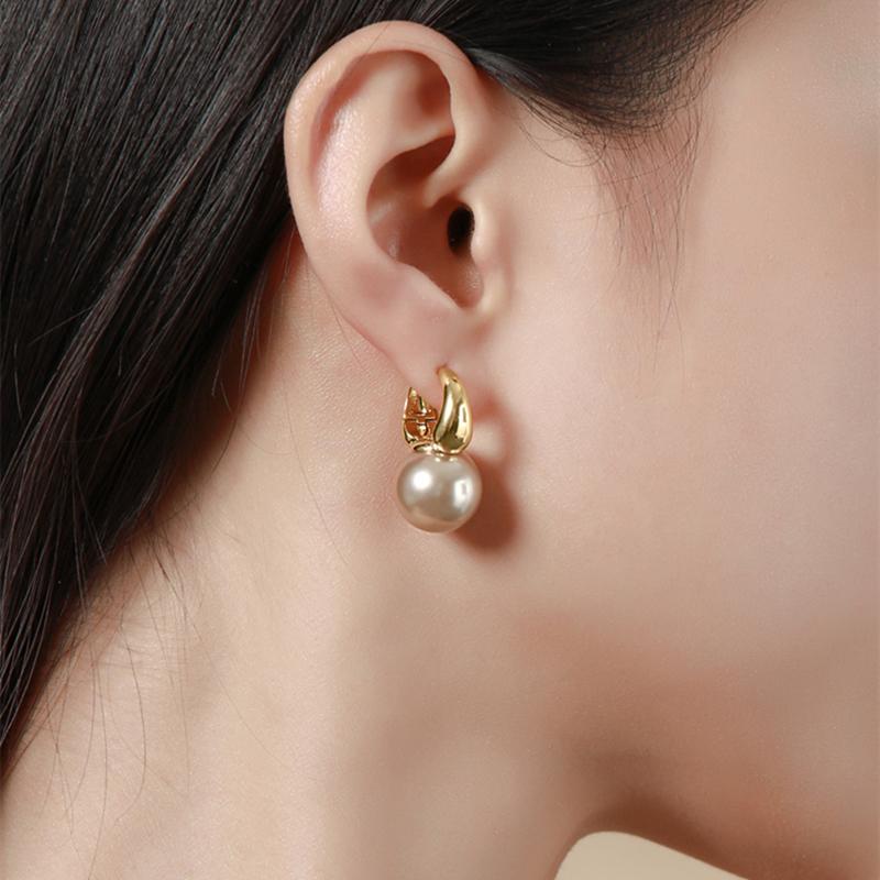 champagne pearl dangle earrings