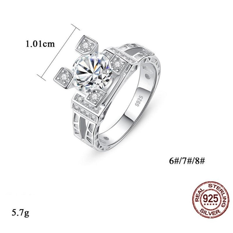 Side-Stone Princess Cut Moissanite Diamond Engagement Wedding Ring with S925 Silver GH/VVS