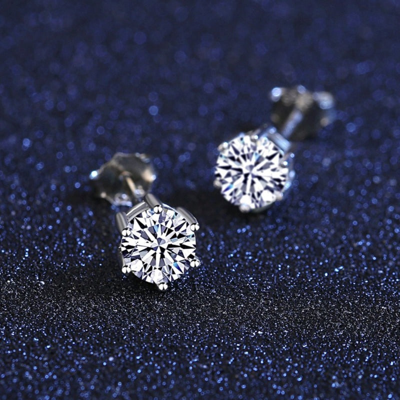 Super Shine 6mm Moissanite Diamond Earrings with Sterling Silver Pin