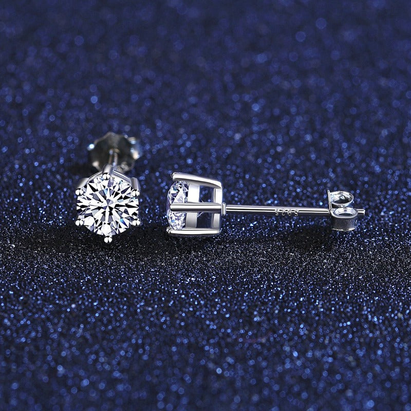 Super Shine 6mm Moissanite Diamond Earrings with Sterling Silver Pin