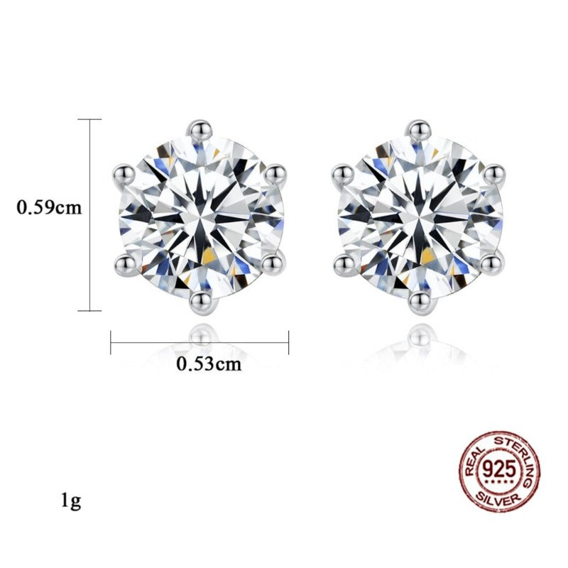 Super Shine 6mm Moissanite Diamond Earrings with Sterling Silver Pin