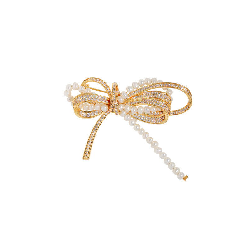 Royal Style Bowknot Freshwater Pearl Brooch