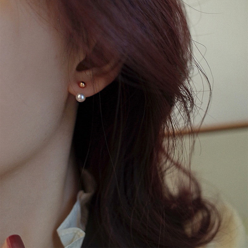 AAA Freshwater Pearl Earring Jackets | Adjustable Real Pearl Earrings | Gold Stud Pearl Earrings with Silver Pin