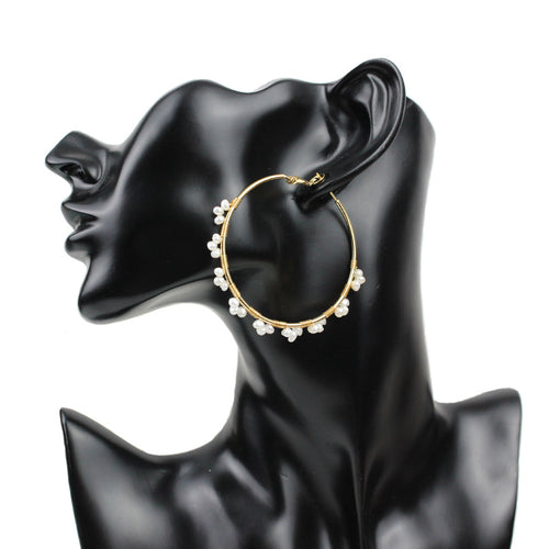 AAA Freshwater Cultured Pearl Pearl Hoop Earrings in 14K Gold Over Sterling Silver（2-3mm）