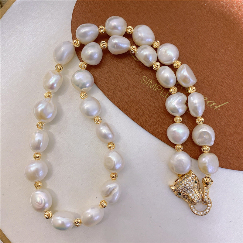10-11mm Cultured Big Baroque Pearl Bracelet And Necklace in 14k Gold Over Sterling Silver