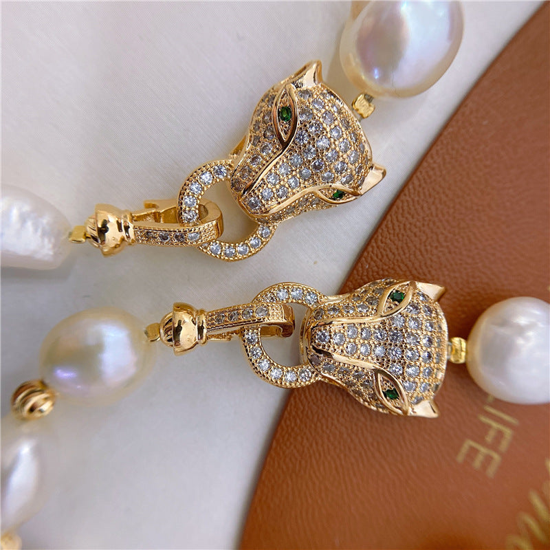 10-11mm Cultured Big Baroque Pearl Bracelet And Necklace in 14k Gold Over Sterling Silver