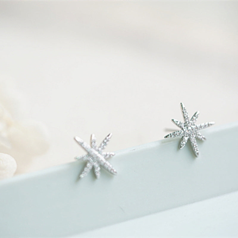 Pendientes de estrella | Pendientes de diamantes para mujer con alfileres de plata de ley