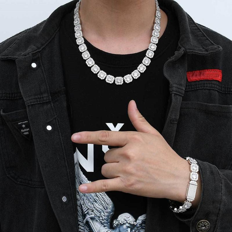 Cubic Zirconia Necklace and Bracelet | Hip-Hop Zircon Chain for Men and Women