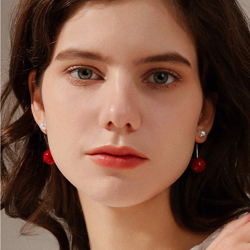 Double Pearl Dangle Earrings | Dangle Pearl Earring Jackets with Sterling Silver Pins