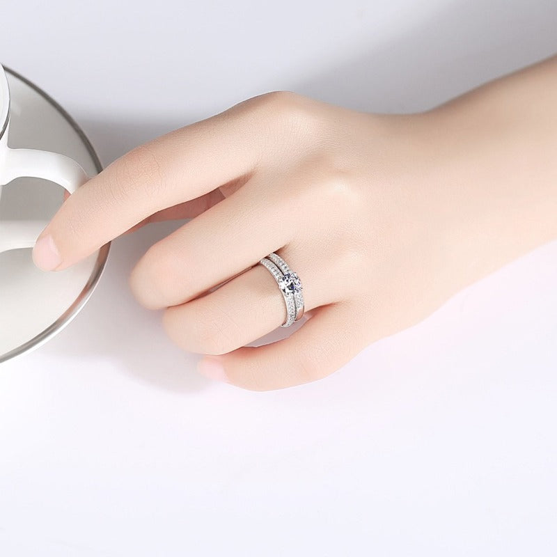 Bridal Sets Round Cut Moissanite Diamond Engagement Wedding Ring with S925 Silver GH/VVS