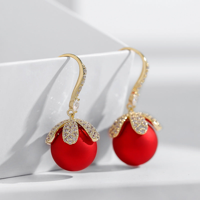 Pearl Drop Earrings | Pearl and Diamond Earrings | Shepherd Hook Earrings in Sterling Silver (12mm)