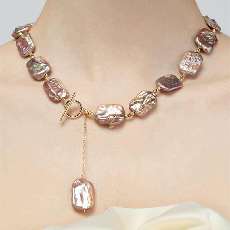 Purple Large Real Baroque Pearl Jewelry Set | Baroque Pearl Necklace | Baroque Pearl Earrrings | Baroque Pearl Bracelet (10-13mm)