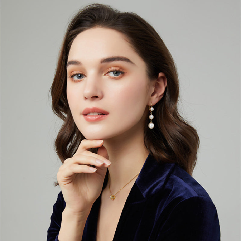Elegant Round Pearl Dangle Earrings for Women