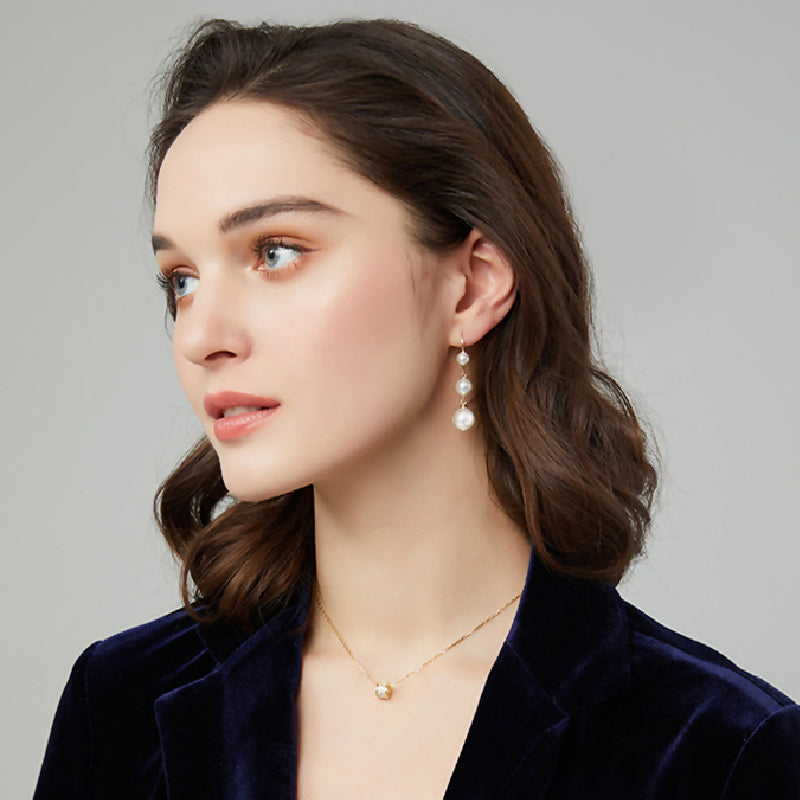 huge tomato Round Pearl Dangle Earrings