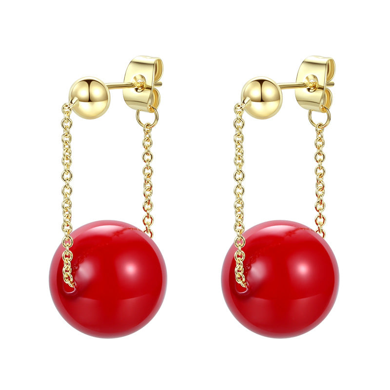 Pearl Dangle Earrings | Faux Pearl Earrings | Dangle Pearl Earrings with Silver Pins (10mm)