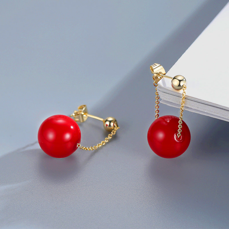 Pearl Dangle Earrings | Faux Pearl Earrings | Dangle Pearl Earrings with Silver Pins (10mm)