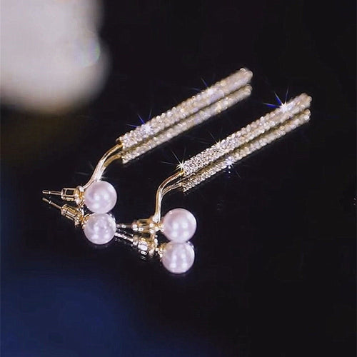 Pearl Dangle Earrings | Dangle Diamond Earrings | Dangling Earrings for Women Wedding Earrings