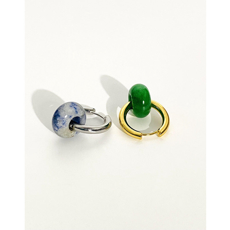 Pendientes de aro con forma de gota de jade de piedra natural | Pendientes Curt De Aros De Donut | 5 colores disponibles