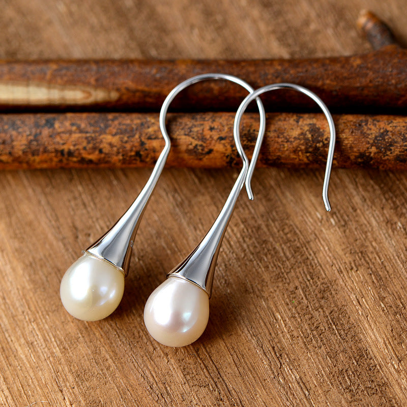 Freshwater Pearl Earrings High Heels Drop Earrings in Sterling Silver (8-9mm)
