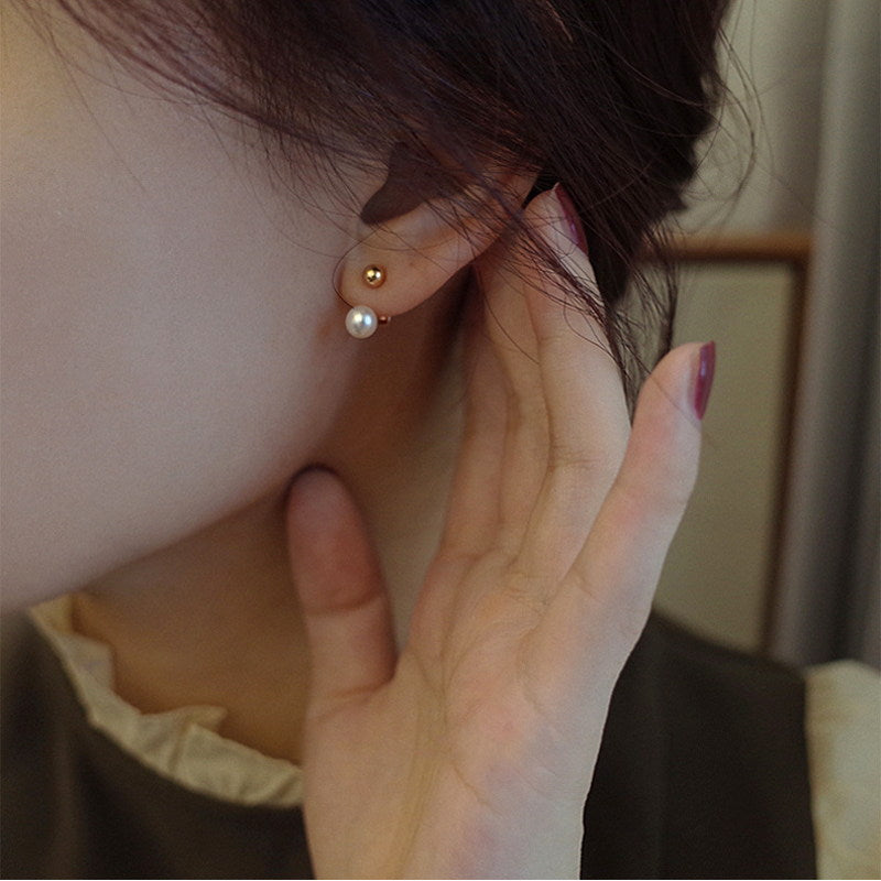 AAA Freshwater Pearl Earring Jackets | Adjustable Real Pearl Earrings | Gold Stud Pearl Earrings with Silver Pin