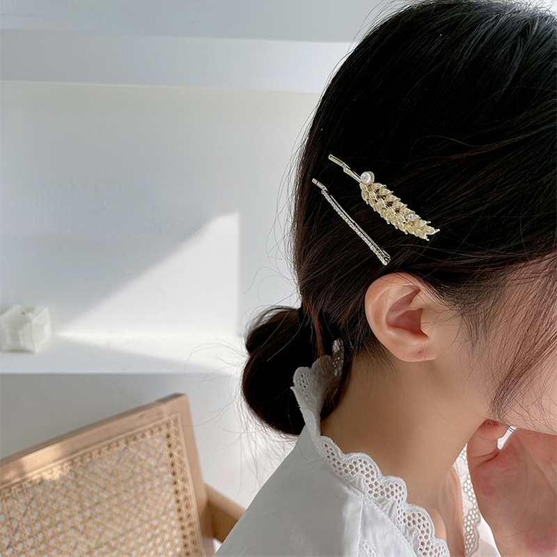Wheat Series Style Diamond Pearl Hairpin hugetomato jewelry