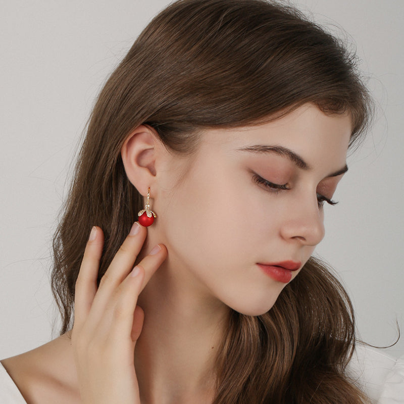 Pearl Drop Earrings | Pearl and Diamond Earrings | Shepherd Hook Earrings in Sterling Silver (12mm)