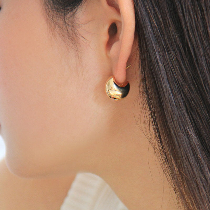 Pendientes de luna creciente de oro | Pendientes de aro de oro grueso | Pendientes de oro para mujer