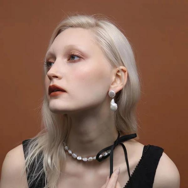 15-18mm AAAA White Real Big Baroque Pearl Drop Earrings in 14K Gold For Dainty Wedding Earrings Jewelry