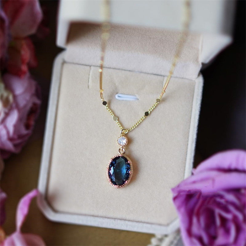 Handmade Gemstone Pendant | Blue Gemstone Pendant | Gold Pendant Necklace with Pendant Extender