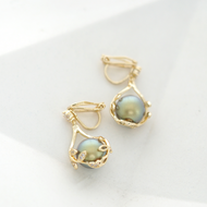 Leaf Style Pearl Dangle Drop Earrings for Women in 14K Gold Over Sterling Silver(8mm)
