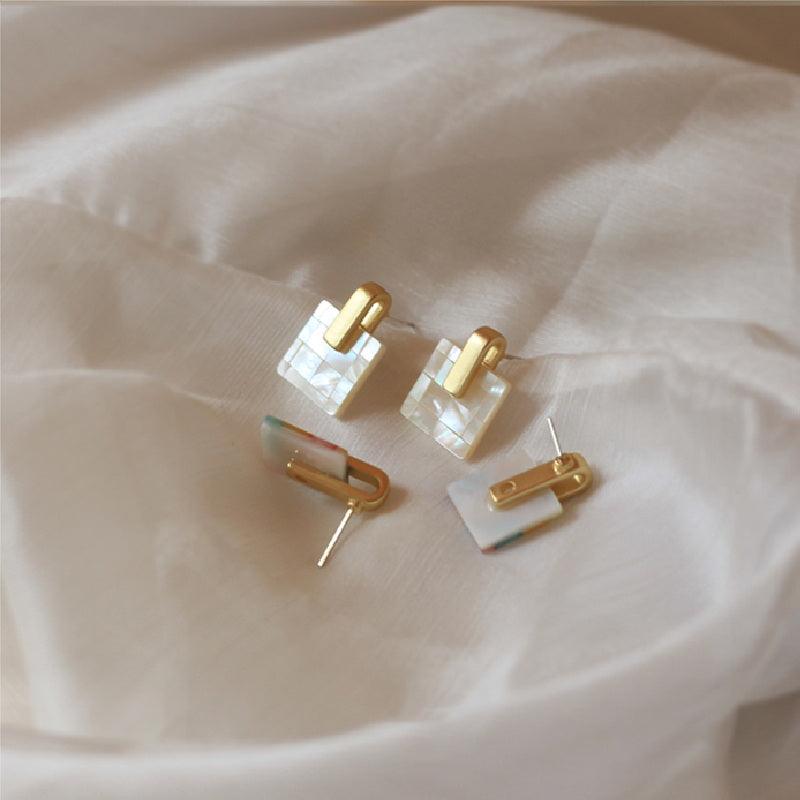 Boucles d'oreilles à tige en or Boucles d'oreilles en nacre en argent sterling