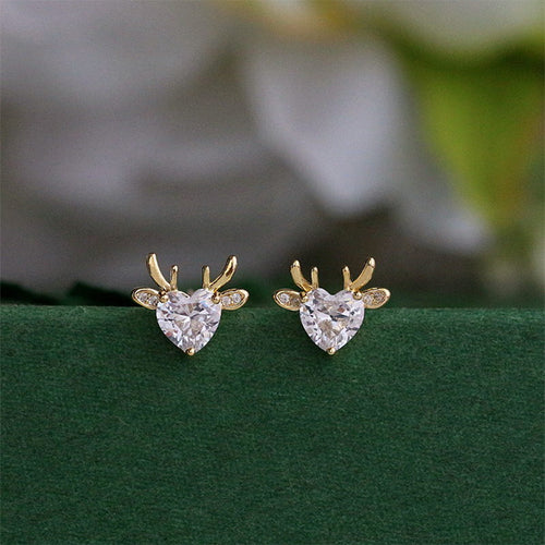 Reindeer Stud Earrings | Crystal Stud Earrings | Diamond Stud Earrings for Women
