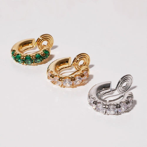 Crystal Clip on Hoop Earrings | Non Pierced Earrings | Clip on Earrings for Women in 18K Gold Plated