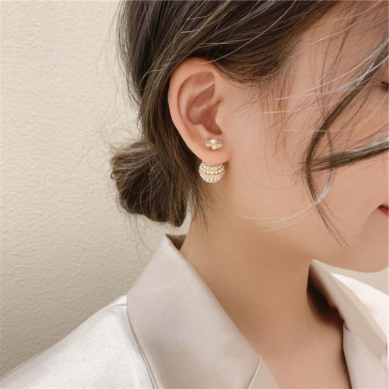 Pearl Stud Earrings | Double Pearl Stud Earrings | Pearl Pave Stud Earrings