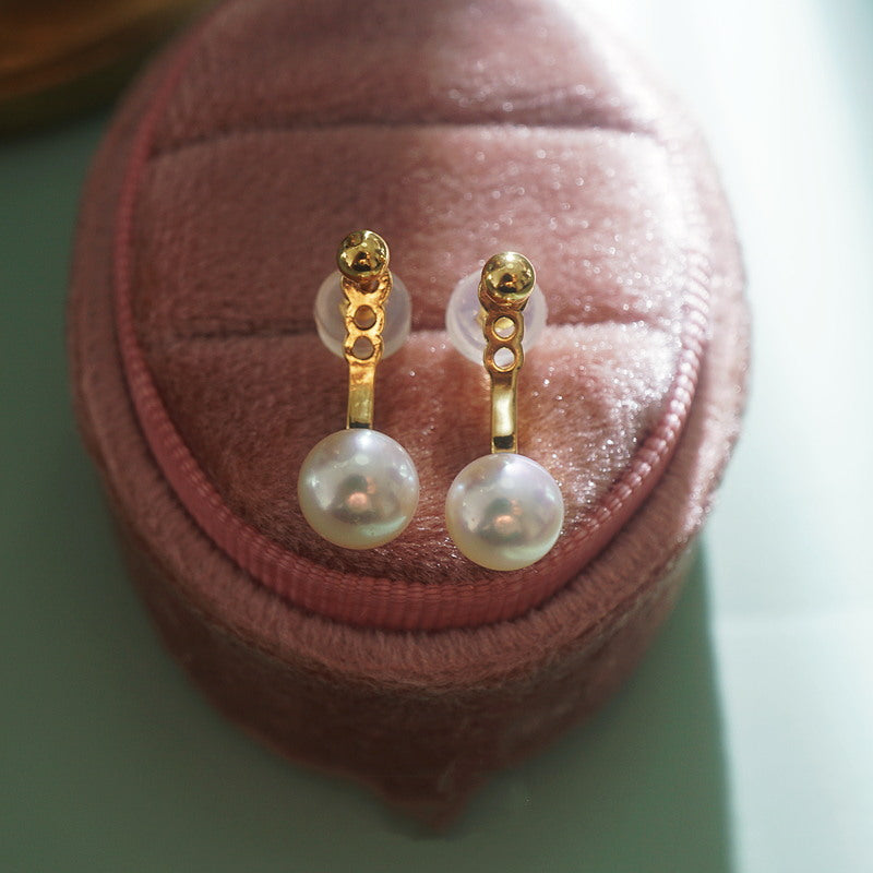 AAA Freshwater Pearl Earring Jackets | Adjustable Real Pearl Earrings | Gold Stud Pearl Earrings with Silver Pin