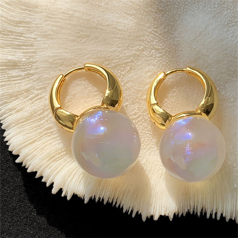 Summer Must-have 14mm Big Opal Drop Earrings | Moonstone Earrings with 14K Gold Plated Clasp