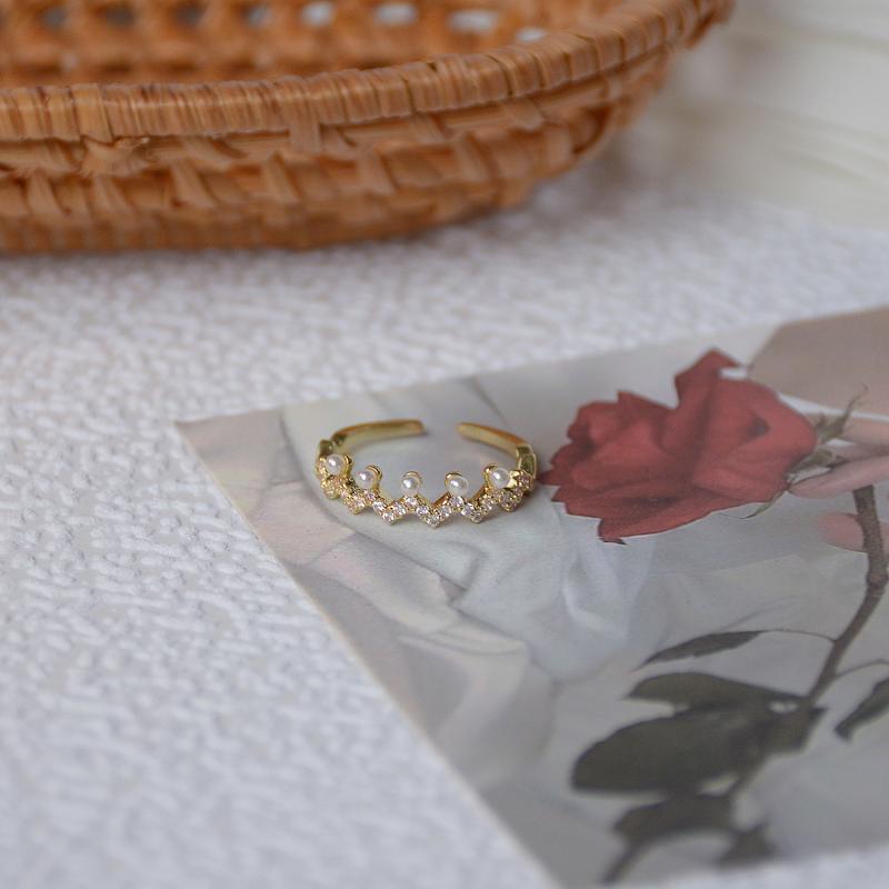 Pearl Diamond Ring | Adjustable Rings for Women | Pearl Ring Gold Plated