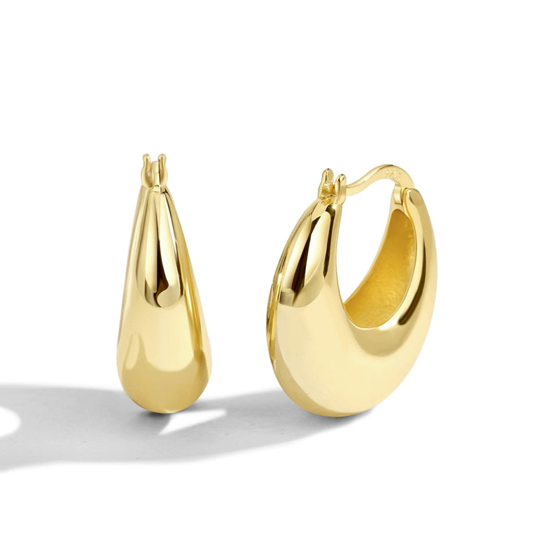 Chunky Hoop Earrings |  Thick Hoop Earrings | Huggie Hoop Earrings in Gold and Silver