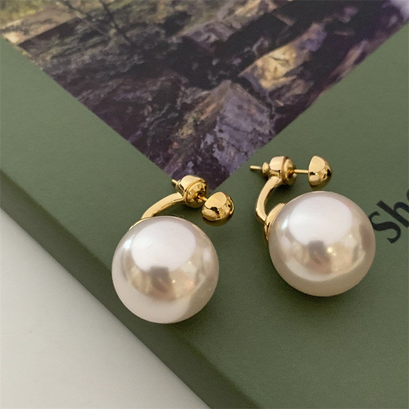 16MM Large Pearl Drop Earrings | Detachable Pearl Earring Jackets | Gold Pearl Stud Earrings with Sterling Silver Pins