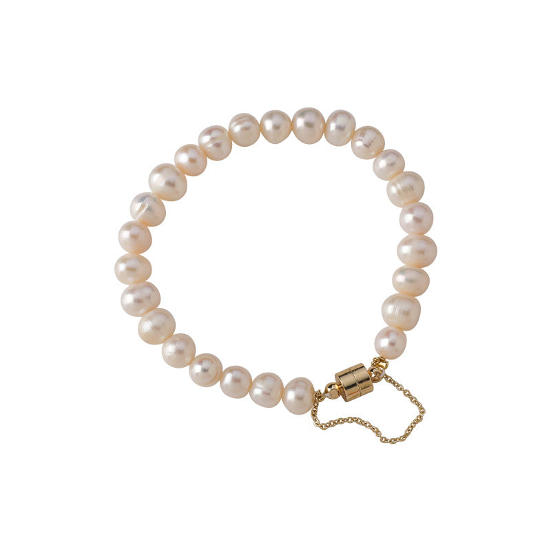 Magnetic Freshwater Pearl Bracelet | AAA Real White Pearl Bracelet (7-8.5 Inches)