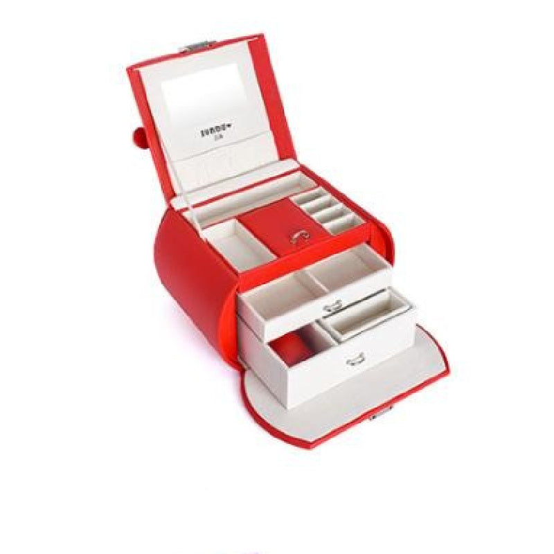 Double-layer Mini stud earrings rings Jewelry Box Useful Makeup Organizer Travel Portable Jewelry PU Box