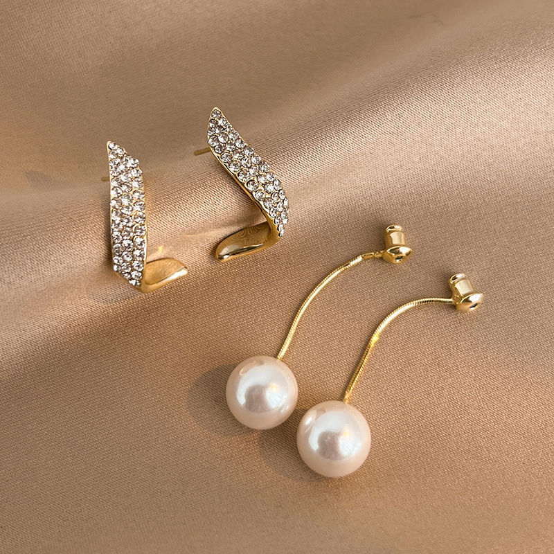 Diamond Pearl Dangle Earrings | Pearl Earring Jackets with Sterling Silver Pins