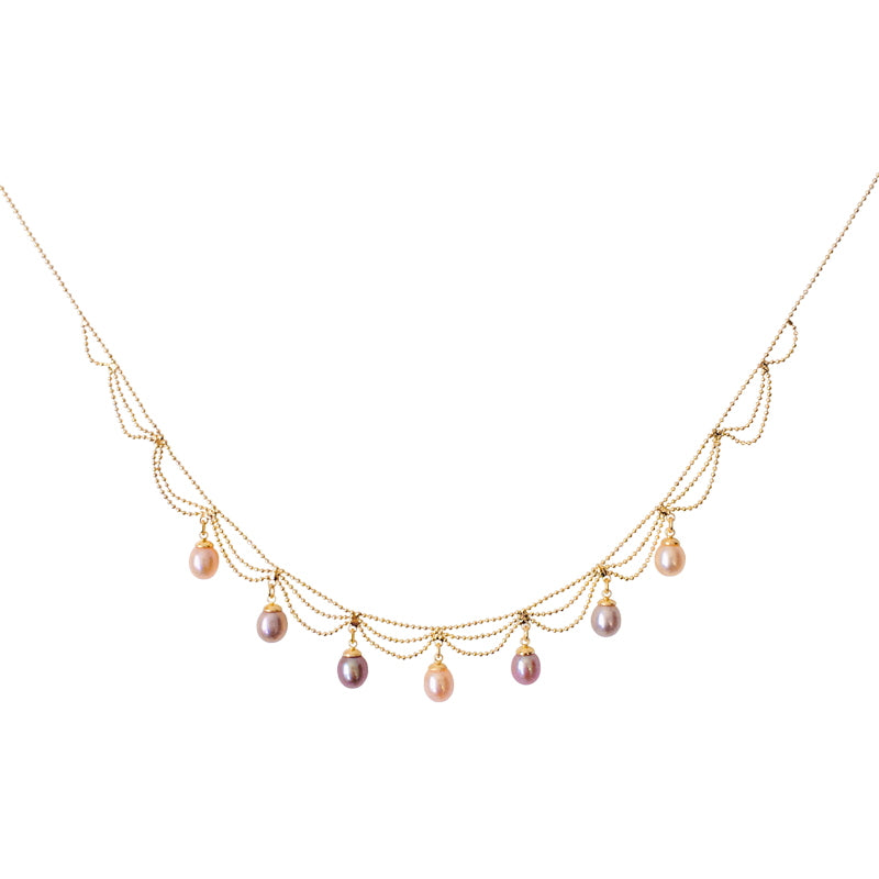 Multi Layered AAAA Real Pearl Pendant Necklace | Freshwater Teardrop Pearl Pendant in 18K Gold Plated