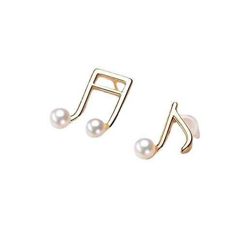 Musical Notation Style Freshwater Cultured Pearl Stud Earrings in 14K Gold Over Sterling Silver