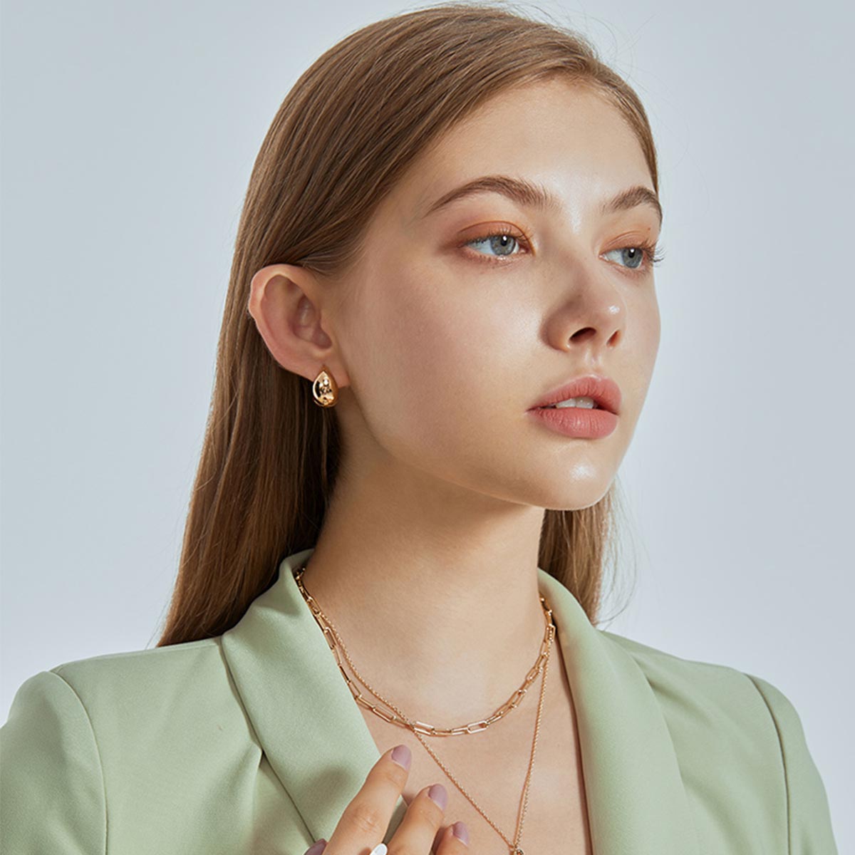 Chunky Hoop Earrings in 18K Gold Plated and Silver | Teardrop Gold Huggie Earrings and Sliver Huggie Earrings