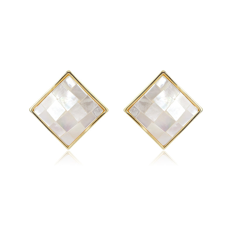 Mother of Pearl Earrings | Gold Earrings for Women | Gold Mother of Pearl Earrings with Sterling Silver Pins