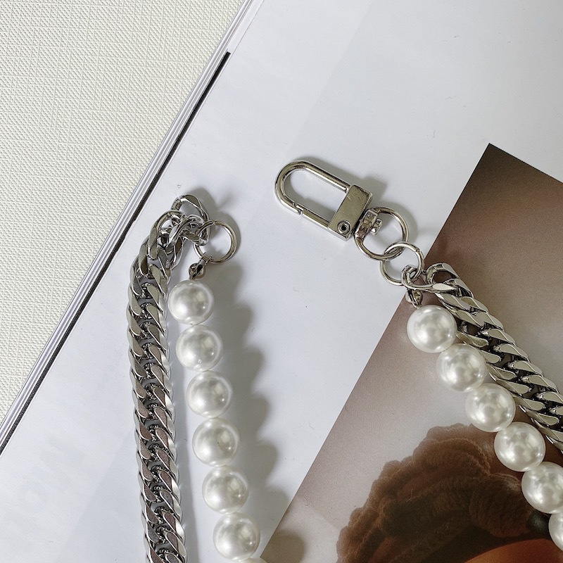 Double Layers Mens Pearl Necklace | Splicing Pearl Necklace Men Chain | Pearl Chains Mens